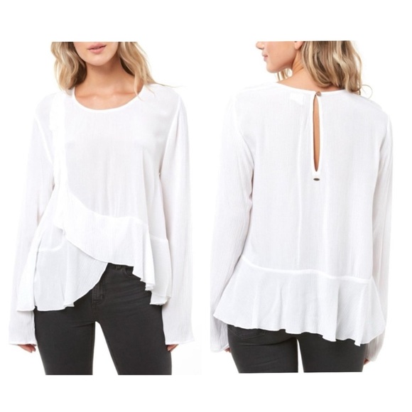 O’Neill - Selena White Ruffle Hem Top NWT Size Medium - Picture 1 of 9